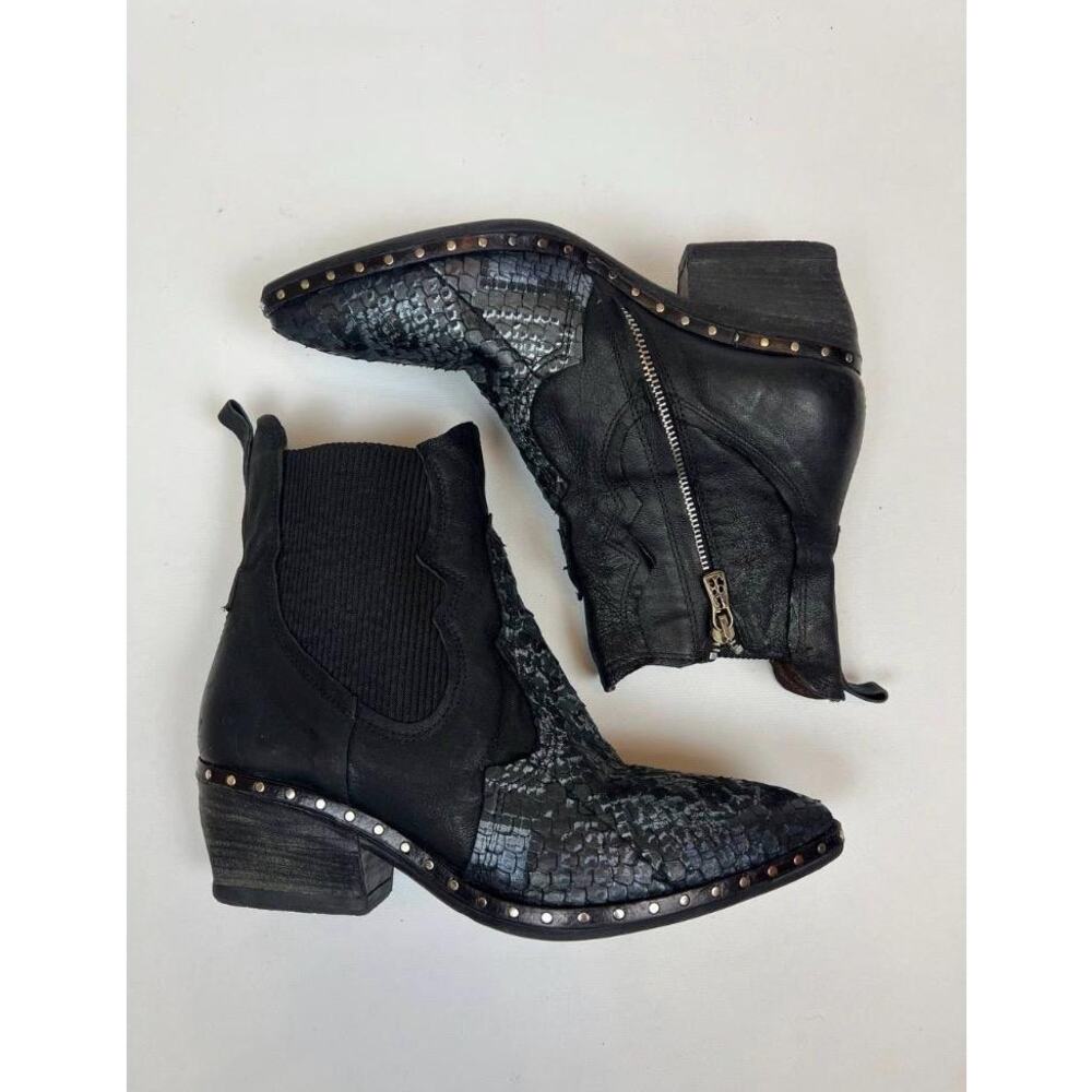 A.S.98 Women's Black Leather Ankle Boot - Size 7.5/8